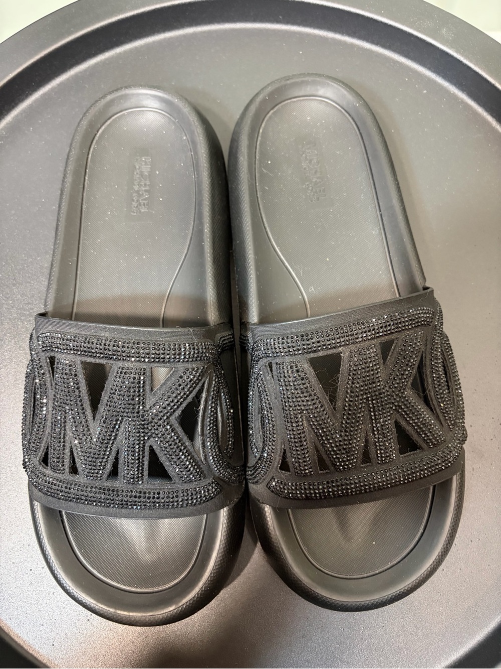 Michael Kors Women’s Black MK Logo Slide Sandals
